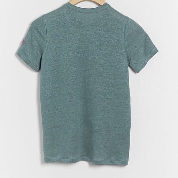 New Anthopologie x Chaser Seas Embroidered Print Linen Blend Tee NWT Small - Picture 4 of 11